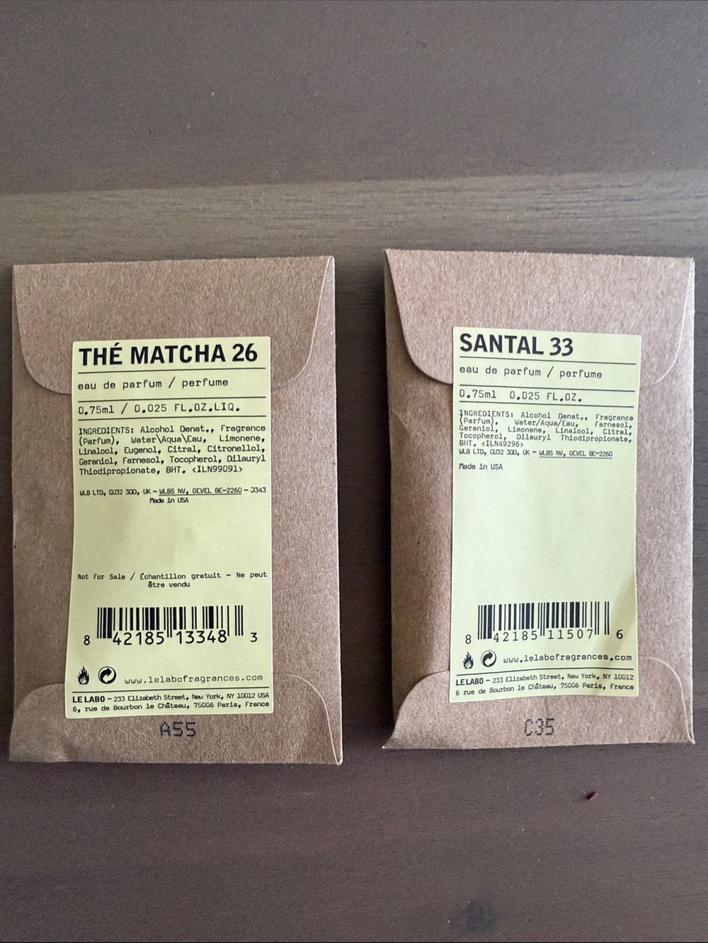 Le Labo Santal 33 The Matcha 26 samples